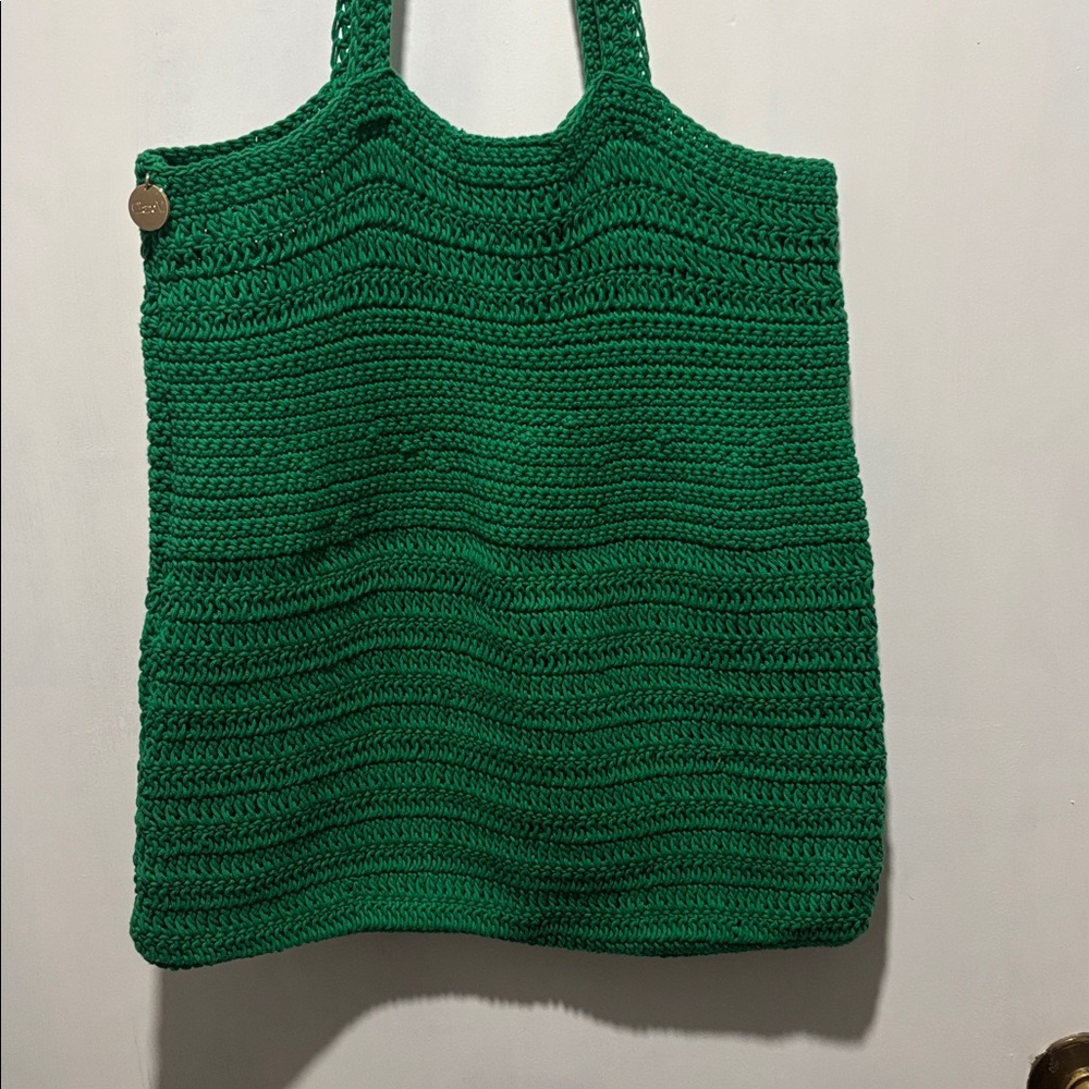CLARE V Tomate green crochet tote bag - Picture 5 of 9